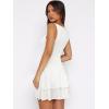imageWomens Summer Mini Dress Sleeveless Crewneck Short Tank Sundress Flowy Ruffle Tiered Cocktail Party DressesWhite