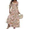 imageWomen Boho Maxi Dresses Summer 2025 Puff Sleeve Square Neck Smocked Aline Casual Ruffle Tiered Flowy Beach Long Dress PocketMulti