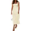 imageWomens Floral Corset Dress 2025 Summer Sleeveless A Line Bustier Midi Milkmaid Dress Flowy Cottagecore SundressesBeige