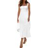 imageWomens Floral Corset Dress 2025 Summer Sleeveless A Line Bustier Midi Milkmaid Dress Flowy Cottagecore SundressesWhite