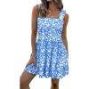 imageWomens Floral Summer Mini Dresses Ruffle Straps Boho Tiered Babydoll Tank Sundress Beach Vacation Short DressesPattern1
