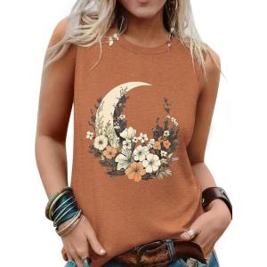imageSleeveless Tank Tops for Women 2025 Summer Casual Blouses Graphic Tees Loose Fit Crewneck Vacation Outfits ShirtsPattern1