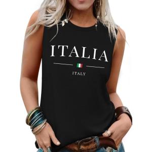 imageSleeveless Tank Tops for Women 2025 Summer Casual Blouses Graphic Tees Loose Fit Crewneck Vacation Outfits ShirtsPattern12