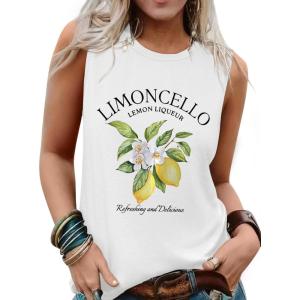 imageSleeveless Tank Tops for Women 2025 Summer Casual Blouses Graphic Tees Loose Fit Crewneck Vacation Outfits ShirtsPattern18