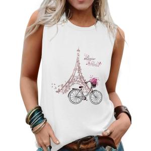 imageSleeveless Tank Tops for Women 2025 Summer Casual Blouses Graphic Tees Loose Fit Crewneck Vacation Outfits ShirtsPattern8