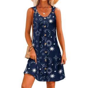 imageSummer Dresses for Women 2025 Sleeveless Floral Boho Swimsuit Cover Ups Casual Button Beach Vacation Tank SundressesPattern12