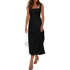 imageWomens Floral Corset Dress 2025 Summer Sleeveless A Line Bustier Midi Milkmaid Dress Flowy Cottagecore SundressesBlack