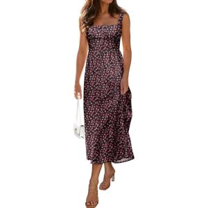 imageWomens Floral Corset Dress 2025 Summer Sleeveless A Line Bustier Midi Milkmaid Dress Flowy Cottagecore SundressesFloral 03