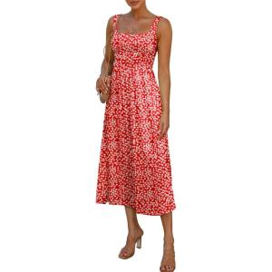 imageWomens Floral Corset Dress 2025 Summer Sleeveless A Line Bustier Midi Milkmaid Dress Flowy Cottagecore SundressesFloral 05