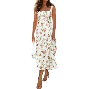 imageWomens Floral Corset Dress 2025 Summer Sleeveless A Line Bustier Midi Milkmaid Dress Flowy Cottagecore SundressesFloral 06