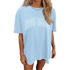 imageWomens Oversized T Shirts Graphic Tees Summer Short Sleeve Casual Loose Crewneck Basic Tunic Tops Trendy 2025Blue