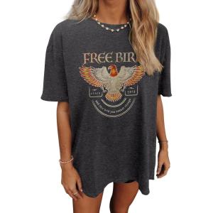 imageWomens Oversized T Shirts Graphic Tees Summer Short Sleeve Casual Loose Crewneck Basic Tunic Tops Trendy 2025Dark Grey