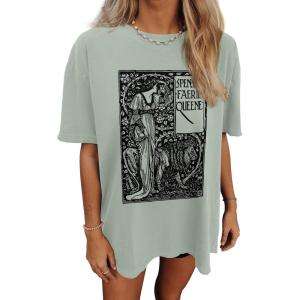 imageWomens Oversized T Shirts Graphic Tees Summer Short Sleeve Casual Loose Crewneck Basic Tunic Tops Trendy 2025Green