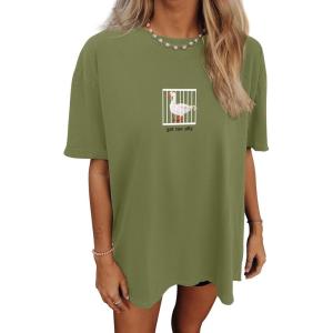 imageWomens Oversized T Shirts Graphic Tees Summer Short Sleeve Casual Loose Crewneck Basic Tunic Tops Trendy 2025Green1