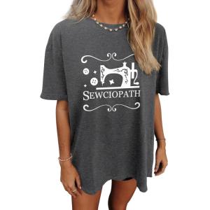 imageWomens Oversized T Shirts Graphic Tees Summer Short Sleeve Casual Loose Crewneck Basic Tunic Tops Trendy 2025Grey2