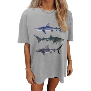 imageWomens Oversized T Shirts Graphic Tees Summer Short Sleeve Casual Loose Crewneck Basic Tunic Tops Trendy 2025Light Grey 1