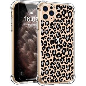 imagefor iPhone 11 Pro Max Case with Screen Protector  Stylish Elegant Floral Design on Soft Clear TPU  Slim Fit Protective Phone Cover for Women and Girls  Purple LavenderBeautiful Leopard