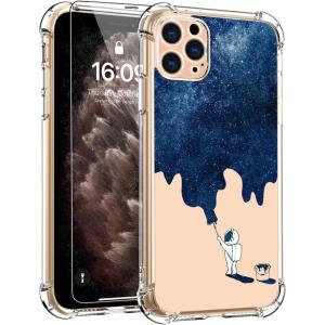 imagefor iPhone 11 Pro Max Case with Screen Protector  Stylish Elegant Floral Design on Soft Clear TPU  Slim Fit Protective Phone Cover for Women and Girls  Purple LavenderBlue Painting