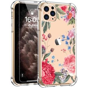 imagefor iPhone 11 Pro Max Case with Screen Protector  Stylish Elegant Floral Design on Soft Clear TPU  Slim Fit Protective Phone Cover for Women and Girls  Purple LavenderBeautiful Flowers