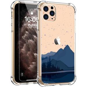 imagefor iPhone 11 Pro Max Case with Screen Protector  Stylish Elegant Floral Design on Soft Clear TPU  Slim Fit Protective Phone Cover for Women and Girls  Purple LavenderMountains