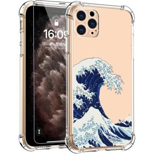imagefor iPhone 11 Pro Max Case with Screen Protector  Stylish Elegant Floral Design on Soft Clear TPU  Slim Fit Protective Phone Cover for Women and Girls  Purple LavenderSeawaves