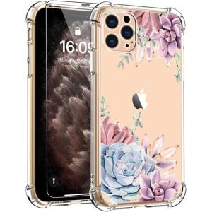 imagefor iPhone 11 Pro Max Case with Screen Protector  Stylish Elegant Floral Design on Soft Clear TPU  Slim Fit Protective Phone Cover for Women and Girls  Purple LavenderBeautiful Blossoms