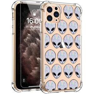 imagefor iPhone 11 Pro Max Case with Screen Protector  Stylish Elegant Floral Design on Soft Clear TPU  Slim Fit Protective Phone Cover for Women and Girls  Purple LavenderAliens