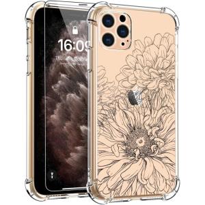 imagefor iPhone 11 Pro Max Case with Screen Protector  Stylish Elegant Floral Design on Soft Clear TPU  Slim Fit Protective Phone Cover for Women and Girls  Purple LavenderBlooming Floral Flower