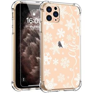 imagefor iPhone 11 Pro Max Case with Screen Protector  Stylish Elegant Floral Design on Soft Clear TPU  Slim Fit Protective Phone Cover for Women and Girls  Purple LavenderTiny White