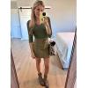 image34 Length Sleeve Womens Tops Lace Sexy V Neck Ribbed Knit Fitted T Shirts Dressy Casual Blouses Going Out TopsArmy Green