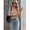 image34 Length Sleeve Womens Tops Lace Sexy V Neck Ribbed Knit Fitted T Shirts Dressy Casual Blouses Going Out TopsBeige
