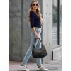 image34 Length Sleeve Womens Tops Lace Sexy V Neck Ribbed Knit Fitted T Shirts Dressy Casual Blouses Going Out TopsBlue