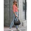 image34 Length Sleeve Womens Tops Lace Sexy V Neck Ribbed Knit Fitted T Shirts Dressy Casual Blouses Going Out TopsCoral