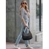 image34 Length Sleeve Womens Tops Lace Sexy V Neck Ribbed Knit Fitted T Shirts Dressy Casual Blouses Going Out TopsGrey