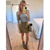 image34 Length Sleeve Womens Tops Lace Sexy V Neck Ribbed Knit Fitted T Shirts Dressy Casual Blouses Going Out TopsGrey