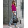 image34 Length Sleeve Womens Tops Lace Sexy V Neck Ribbed Knit Fitted T Shirts Dressy Casual Blouses Going Out TopsHot Pink