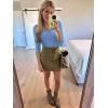 image34 Length Sleeve Womens Tops Lace Sexy V Neck Ribbed Knit Fitted T Shirts Dressy Casual Blouses Going Out TopsLight Blue