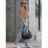 image34 Length Sleeve Womens Tops Lace Sexy V Neck Ribbed Knit Fitted T Shirts Dressy Casual Blouses Going Out TopsLight Brown