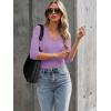 image34 Length Sleeve Womens Tops Lace Sexy V Neck Ribbed Knit Fitted T Shirts Dressy Casual Blouses Going Out TopsLilac