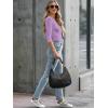 image34 Length Sleeve Womens Tops Lace Sexy V Neck Ribbed Knit Fitted T Shirts Dressy Casual Blouses Going Out TopsLilac