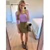 image34 Length Sleeve Womens Tops Lace Sexy V Neck Ribbed Knit Fitted T Shirts Dressy Casual Blouses Going Out TopsLilac