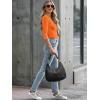 image34 Length Sleeve Womens Tops Lace Sexy V Neck Ribbed Knit Fitted T Shirts Dressy Casual Blouses Going Out TopsOrange
