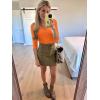 image34 Length Sleeve Womens Tops Lace Sexy V Neck Ribbed Knit Fitted T Shirts Dressy Casual Blouses Going Out TopsOrange