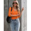 image34 Length Sleeve Womens Tops Lace Sexy V Neck Ribbed Knit Fitted T Shirts Dressy Casual Blouses Going Out TopsOrange