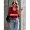 image34 Length Sleeve Womens Tops Lace Sexy V Neck Ribbed Knit Fitted T Shirts Dressy Casual Blouses Going Out TopsRed