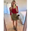 image34 Length Sleeve Womens Tops Lace Sexy V Neck Ribbed Knit Fitted T Shirts Dressy Casual Blouses Going Out TopsRed