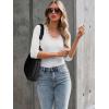 image34 Length Sleeve Womens Tops Lace Sexy V Neck Ribbed Knit Fitted T Shirts Dressy Casual Blouses Going Out TopsWhite