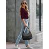 image34 Length Sleeve Womens Tops Lace Sexy V Neck Ribbed Knit Fitted T Shirts Dressy Casual Blouses Going Out TopsWine Red