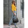 image34 Length Sleeve Womens Tops Lace Sexy V Neck Ribbed Knit Fitted T Shirts Dressy Casual Blouses Going Out TopsYellow