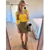 image34 Length Sleeve Womens Tops Lace Sexy V Neck Ribbed Knit Fitted T Shirts Dressy Casual Blouses Going Out TopsYellow
